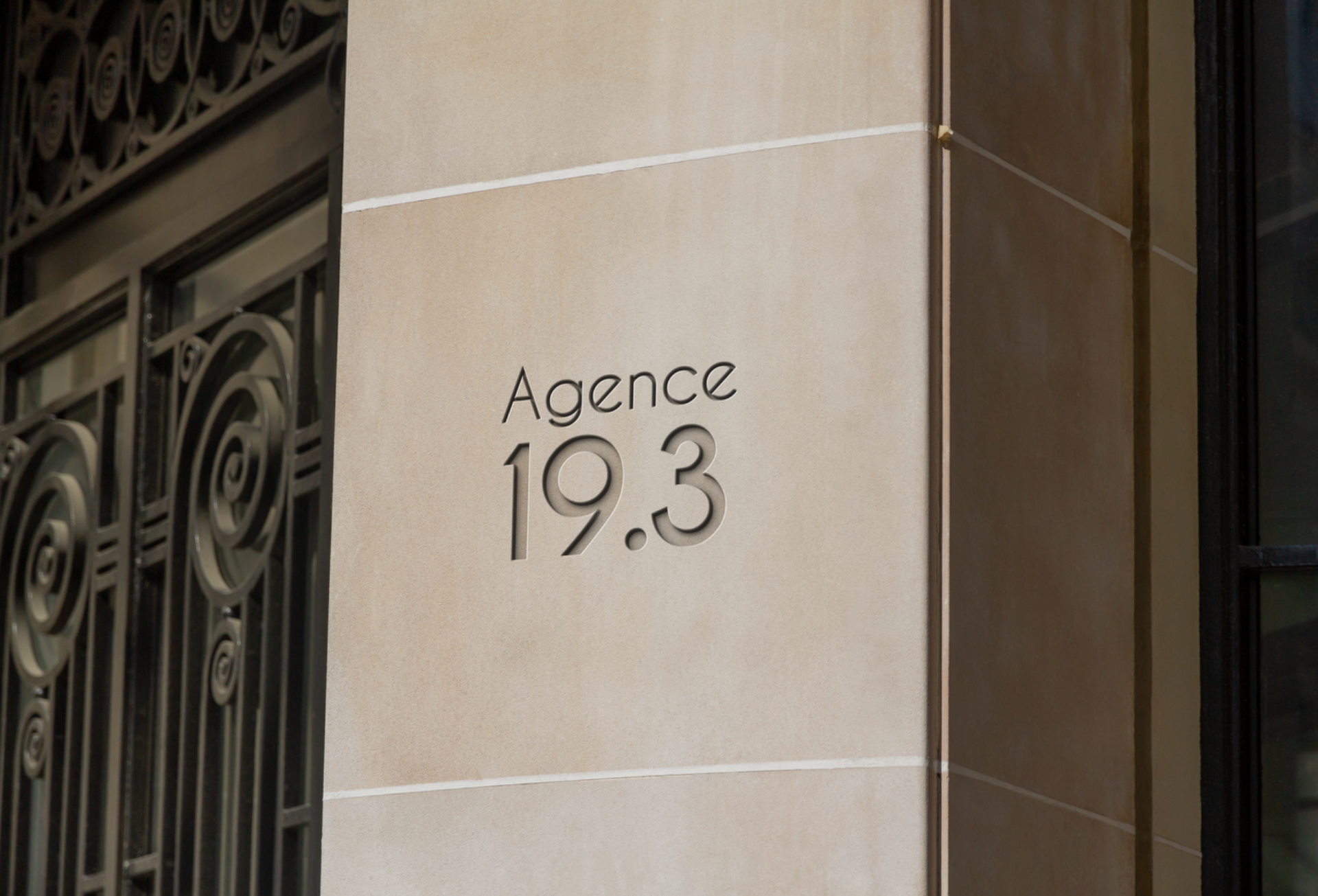 Signalétique enseigne Agence 19.3 - identité visuelle Studio Bojic Monaco